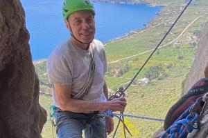 Caradog Jones climbing in Sicily